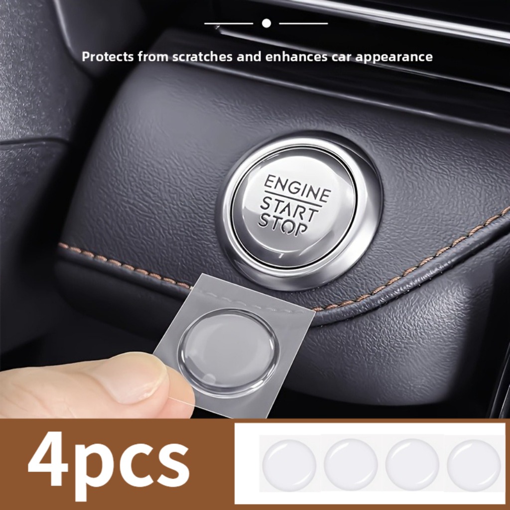 TEMU Lot de 4 autocollants en gel pour voiture, d'un bouton de démarrage et d'un interrupteur d', -rayures, housse en silicone souple transparent ,
