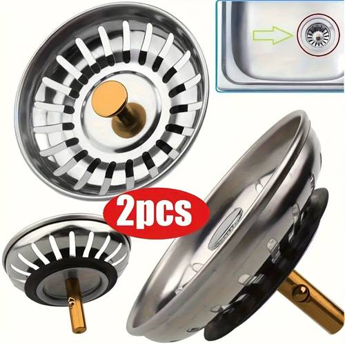 2pcs kitchen sink strainer and stopper set sink stopper and filter with hair catcher polished drain stopper for bathroom and kitchen drain protection