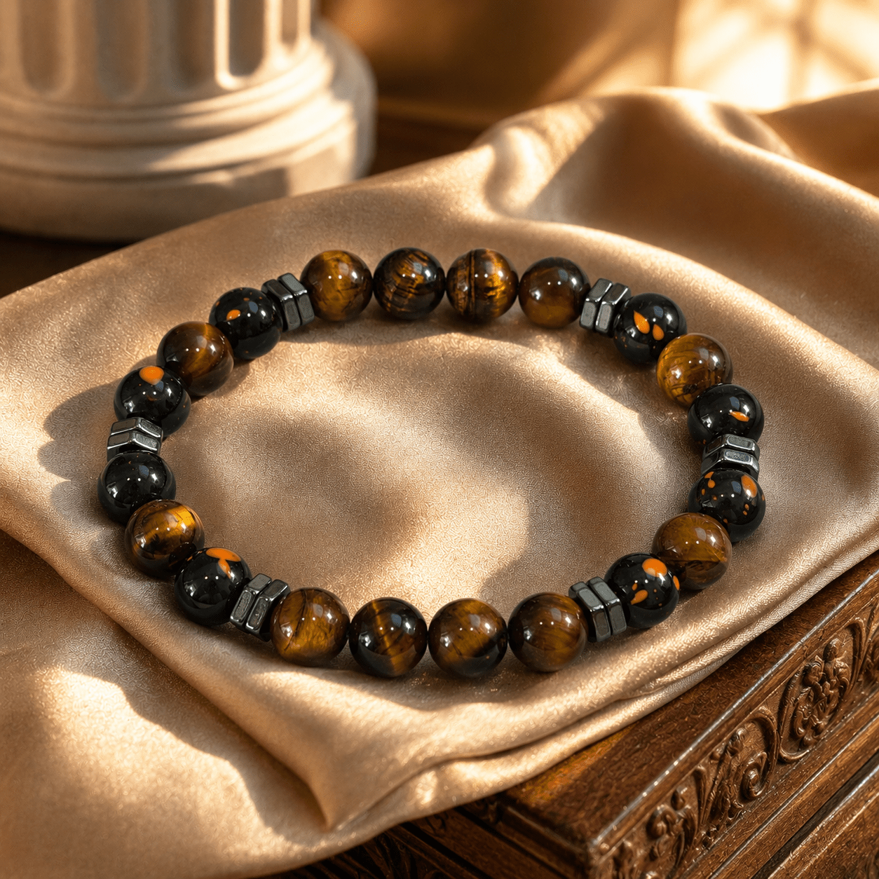 Wealth Natural Stone Beaded Bracelet with Tiger's Eye