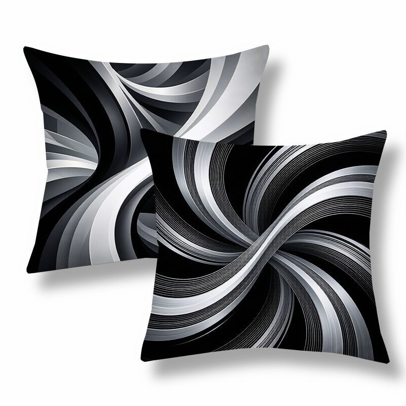 TEMU 2pcs Modern Throw Pillow Covers, Monochrome Abstract Swirl Pattern Cushion Cases. Decorative Pillow Covers For Sofa, Bedroom, Office And Car.