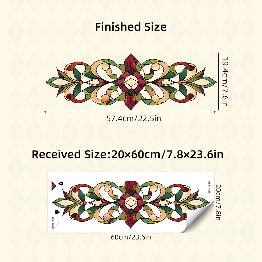 1pc Pvc Watercolor Green Geometric Pattern Art Window Sticker, Double Sided Visibility Decals For Bedroom, Living Room & Bathroom Wall Decor & Home Aesthetics