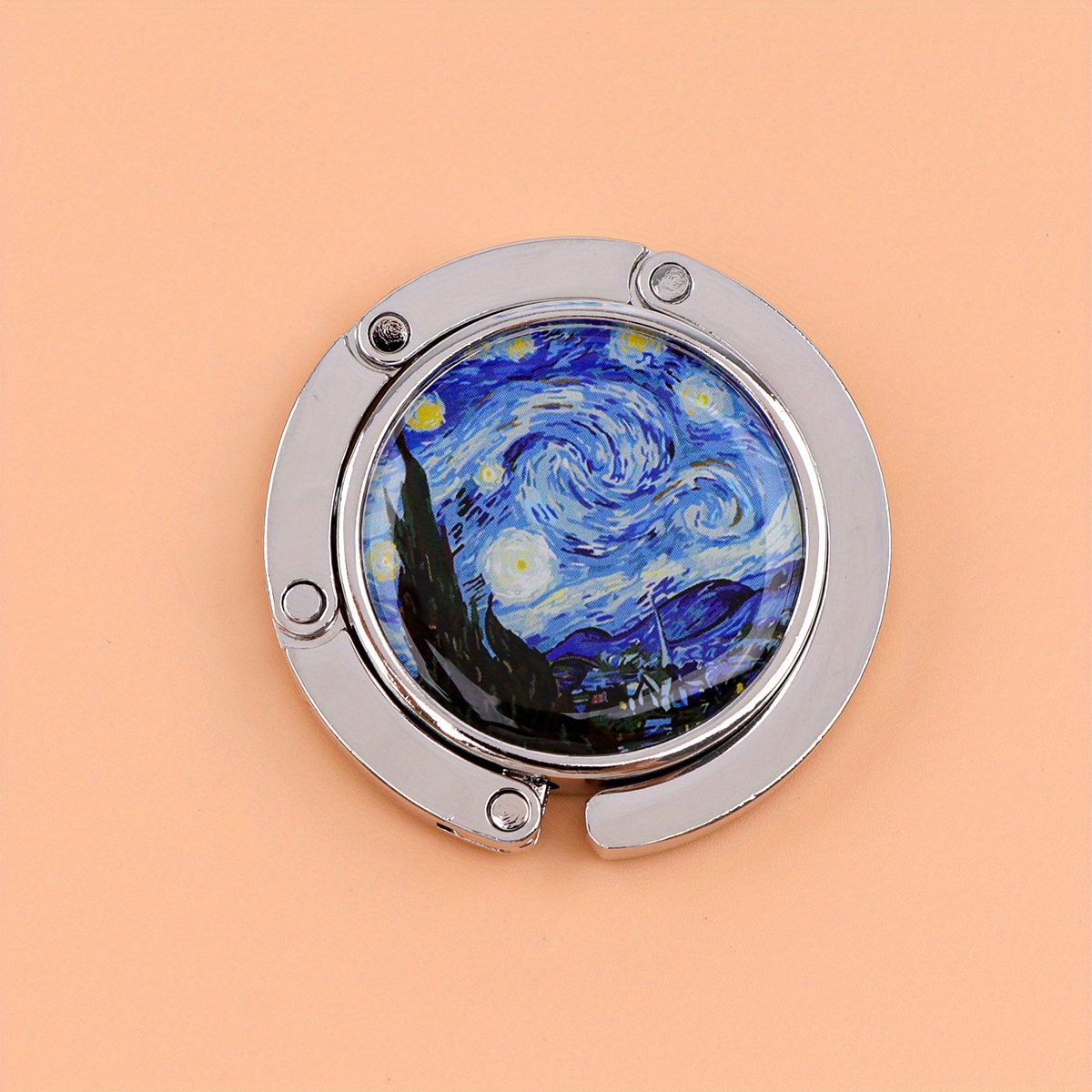 TEMU Gancio appendiborsa da tavolo pieghevole in metallo Van Gogh, 1 pezzo, portaborsa con pittura a olio con , per decorazione casa