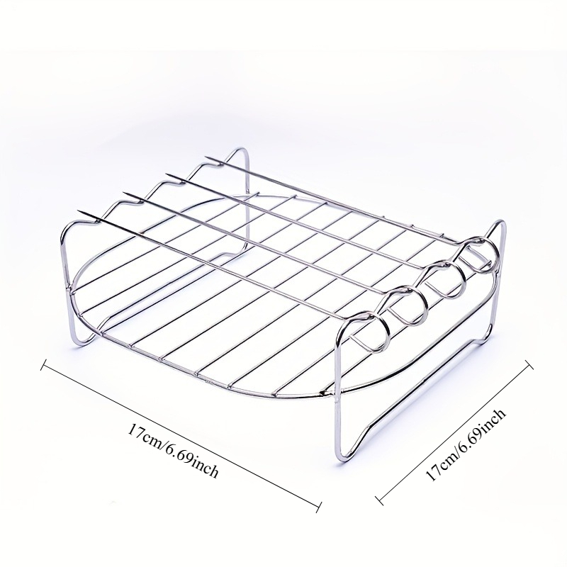 Freidora de Aire Portátil Versátil de Acero Inoxidable 304 con Parrilla y Brochetas - Apilable para Cocina en Horno, Microondas y Freidora de Aire, Ideal para Hornear, Cocer al Vapor y Panear - Regalo Perfecto, Utensilio de Cocina Duradero - Imagen 7