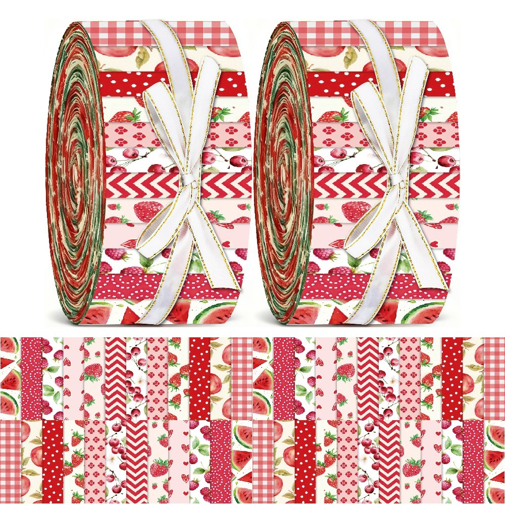 TEMU 40pcs 6.5*50cm (2.55*19.7in) Pink Fruit Series Sewing Fabric Pack. Suitable For Hand Sewing, , Doll Making, Bag Decoration, Home Decor, Sewing