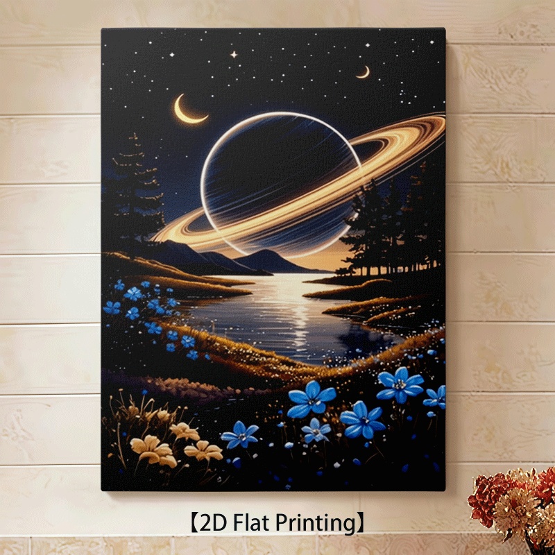 Artikelbild 2d flach, 1 stück   minimalistisches rahmenloses leinwandposter meer der sterne, mondlichtfluss - ideal für wohnzimmer, schlafzimmer, bürowanddekoration, traditionelle & zeitgenössische wasser-themen-wandkunst,   geschenk, 40×60 cm dekoration, 2d flach