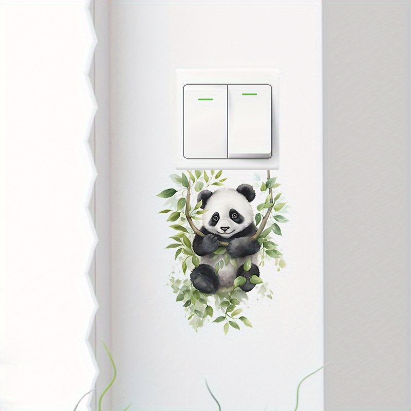 1pc Cartoon Panda Swinging, Bedroom Entryway Living Room Home Switch Sticker Wall Decoration, Beautiful Sticker, Home