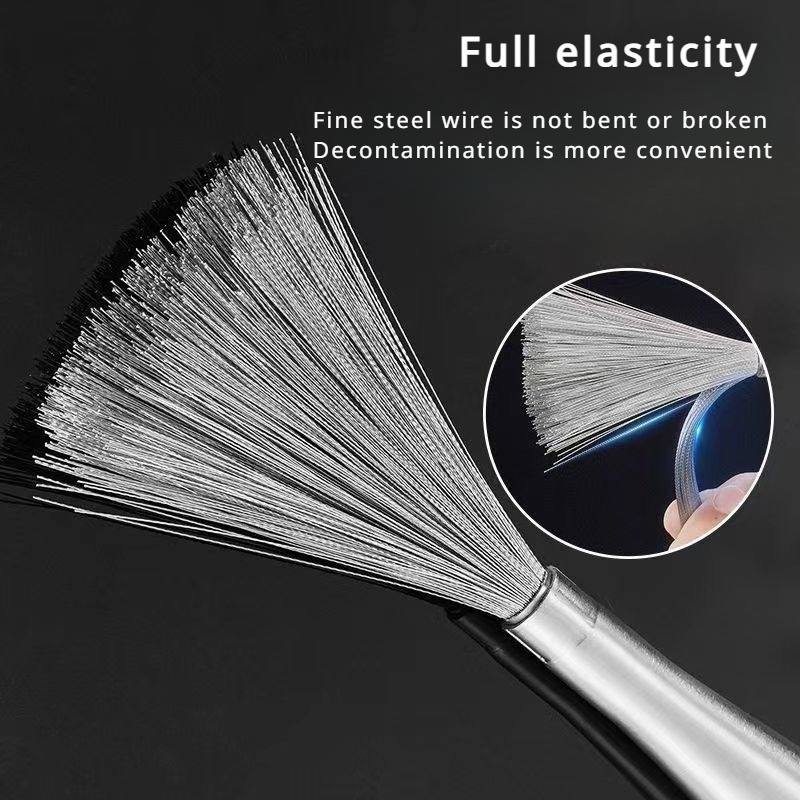 

Stainless Steel Wire Brush With Long Handle - Hangable, Non-electric Cleaning And Decontamination Tool For Home And Commercial Use