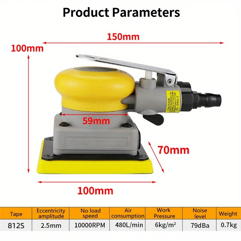 pneumatic car air sander polisher alloy square 70 100mm iron oxide sandpaper grinding machine tool for auto detailing and polishing details 1