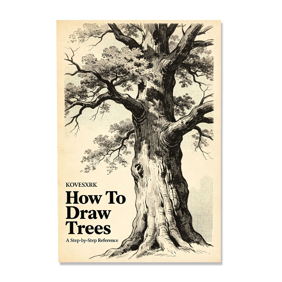 TEMU 1pc Tree Hand-painted Reference Guidebook | From Outline To Finished Product | Techniques For Painting Multiple Tree + Scene Composition + Bark