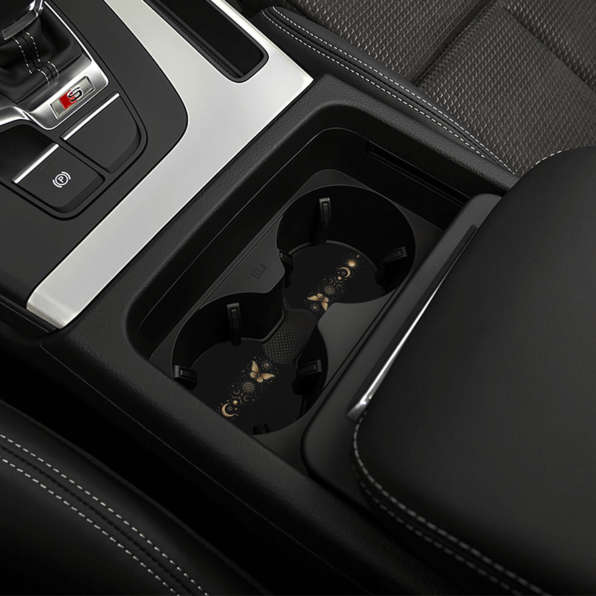 TEMU 2pcs Celestial With Minimalist Car Cup Coasters Non-slip Car Interior Accessories, Universal Cup Holder Decor For Vehicles, Kitchen & Home Use,