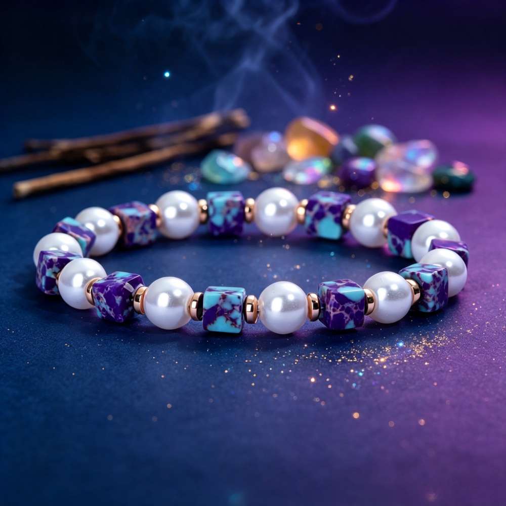 Natural Stone Purple Blue Imperial Stone Beaded Bracelet