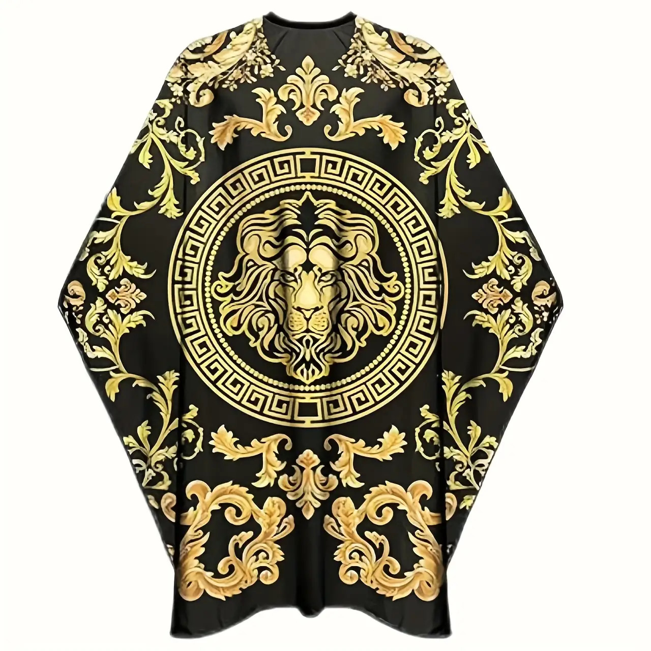 E-shop Regal Lion Haarschneideumhang – Luxuriöser schwarzer Haarschneideumhang & goldener -Haft-Haarschneideumhang für Elite-Friseure