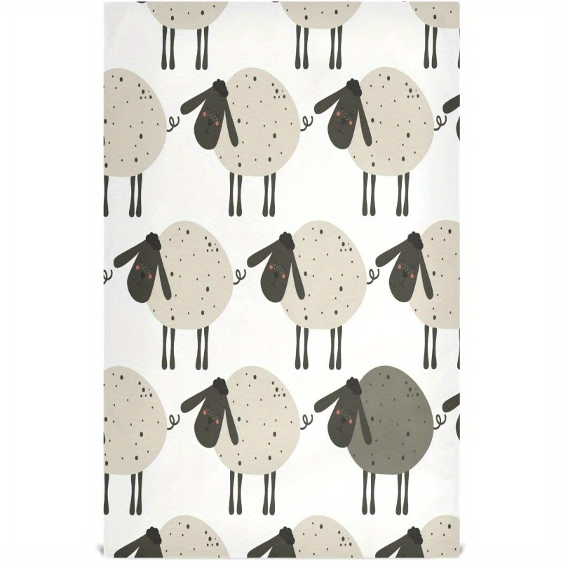 

1pc 18*26inch Cartoon Sheep Kitchen Towel Soft High Absorbent Dish Towel Reusable Tea Towel Set