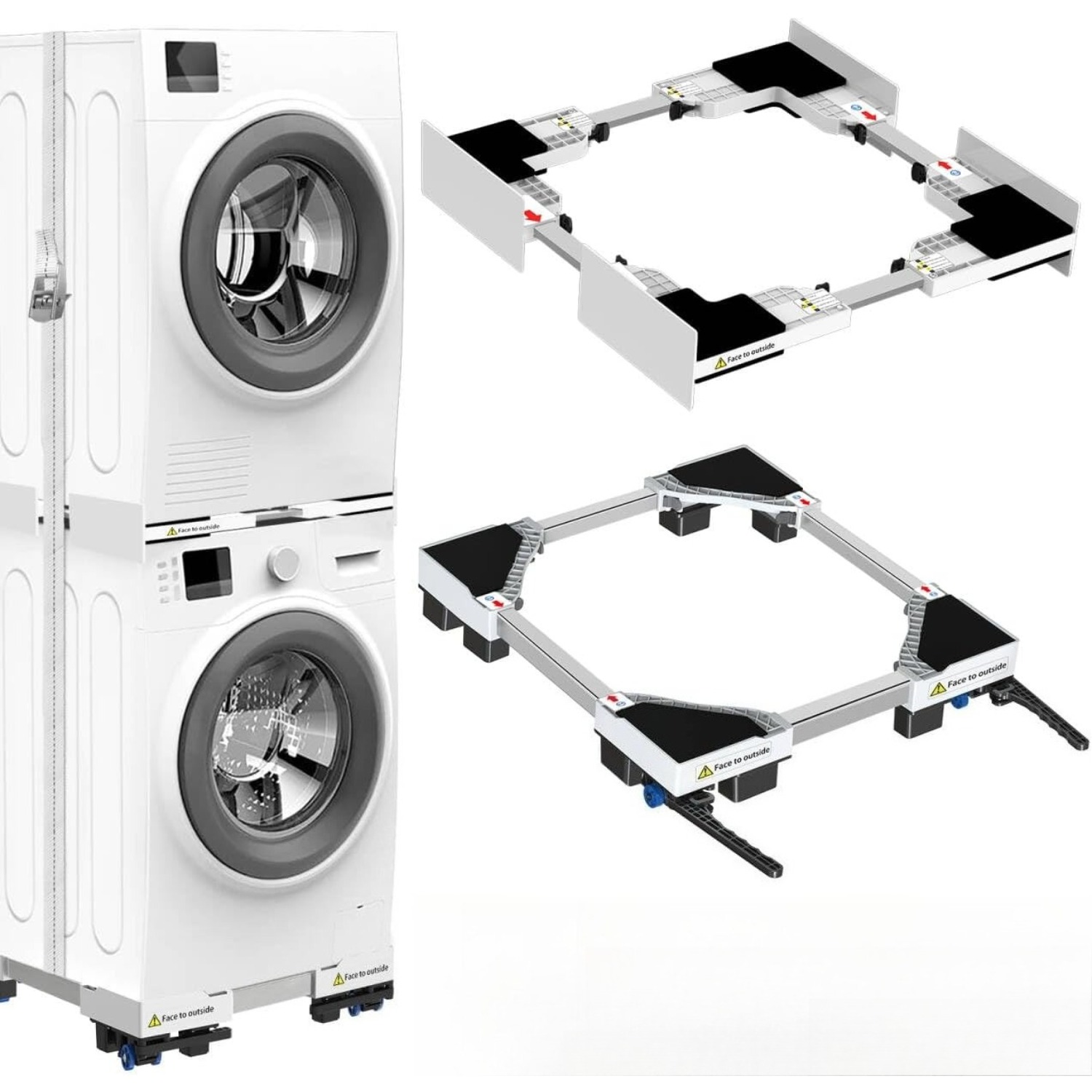 Versatile Washer Dryer Stand 46-66cm - Sturdy Design With 8 Anti-slip Pads For Safe Vertical Storage Options