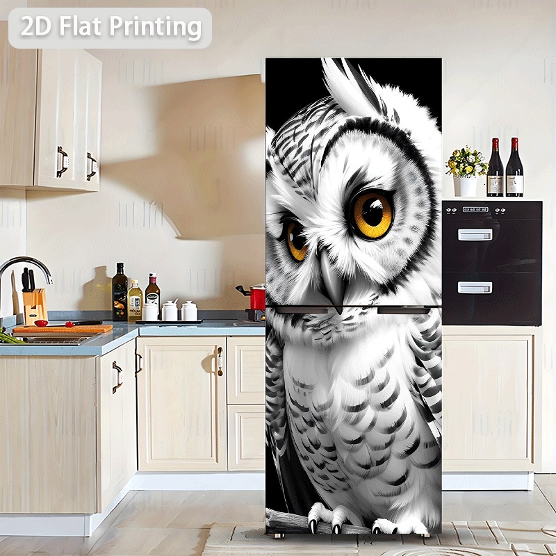E-shop [2D Flachdruck] . Kühlschrankaufkleber 60x180 cm Eulen-Thema Wandaufkleber Dekoration Tapete Selbstklebend für Schränke und Kleiderschränke,