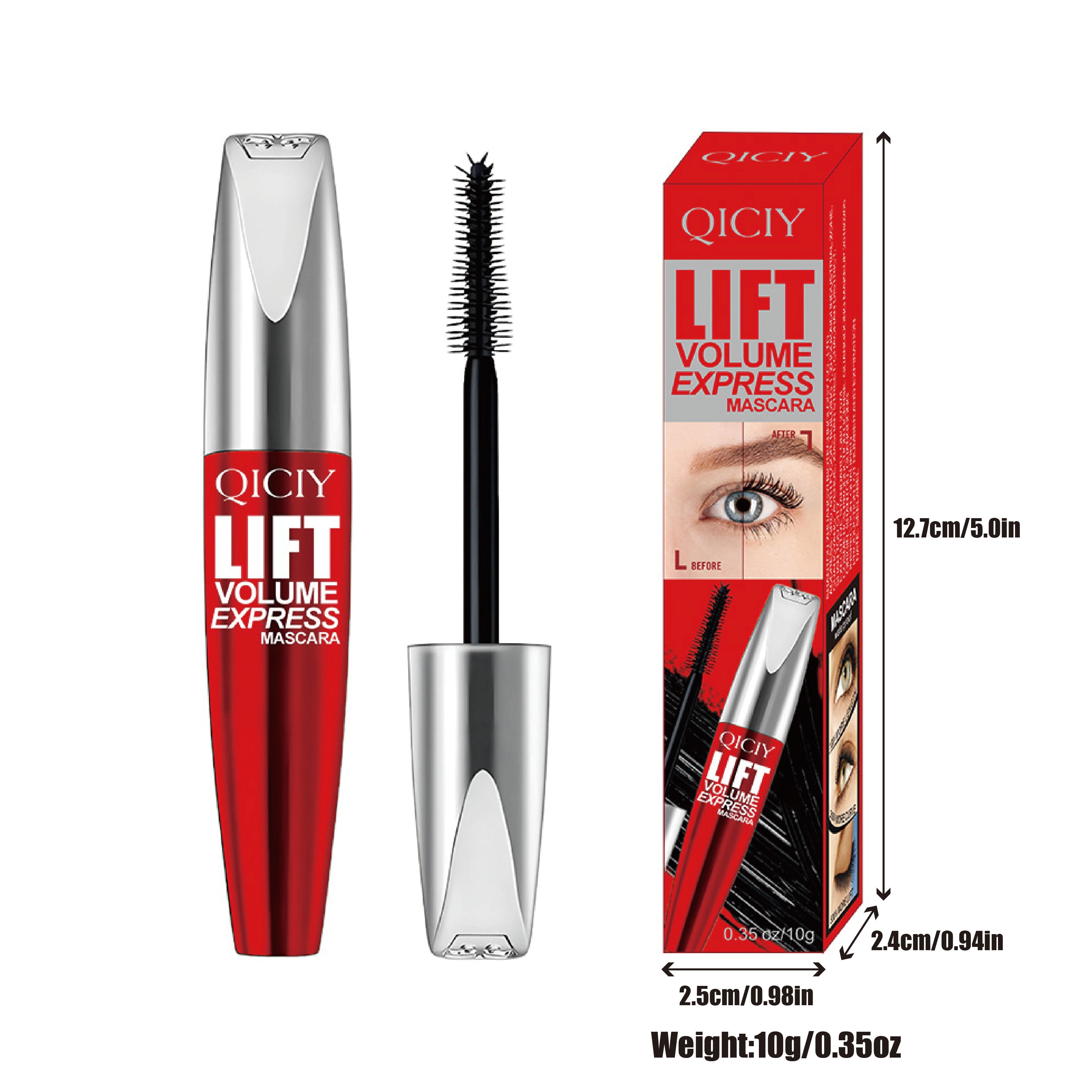 Set of 2 Black 5D Maximum Volume Mascara for Long-Lasting, Curl-Enhancing, Smudge-Proof Eye Makeup