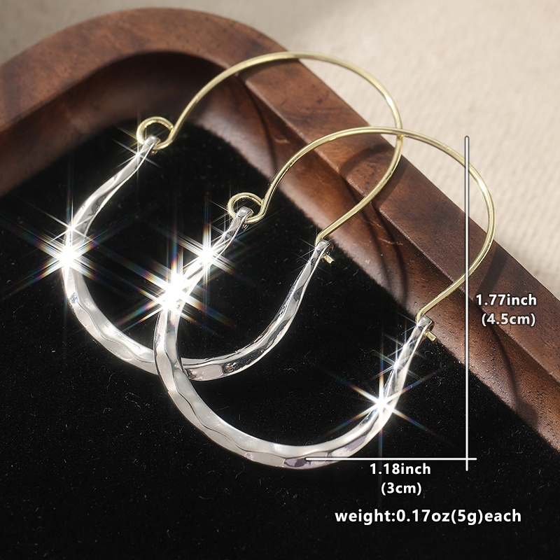 Women's Handcrafted Copper & Silver Circular Earrings, Retro Style