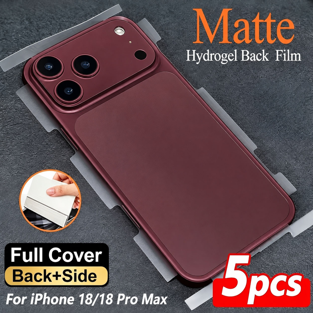 TEMU Pellicola posteriore in opaca a , 5 pezzi, adatta per serie iPhone 18 Pro Max/18 Pro/17 Pro Max/17 Pro/17/16 Pro Max. Realizzata in materiale