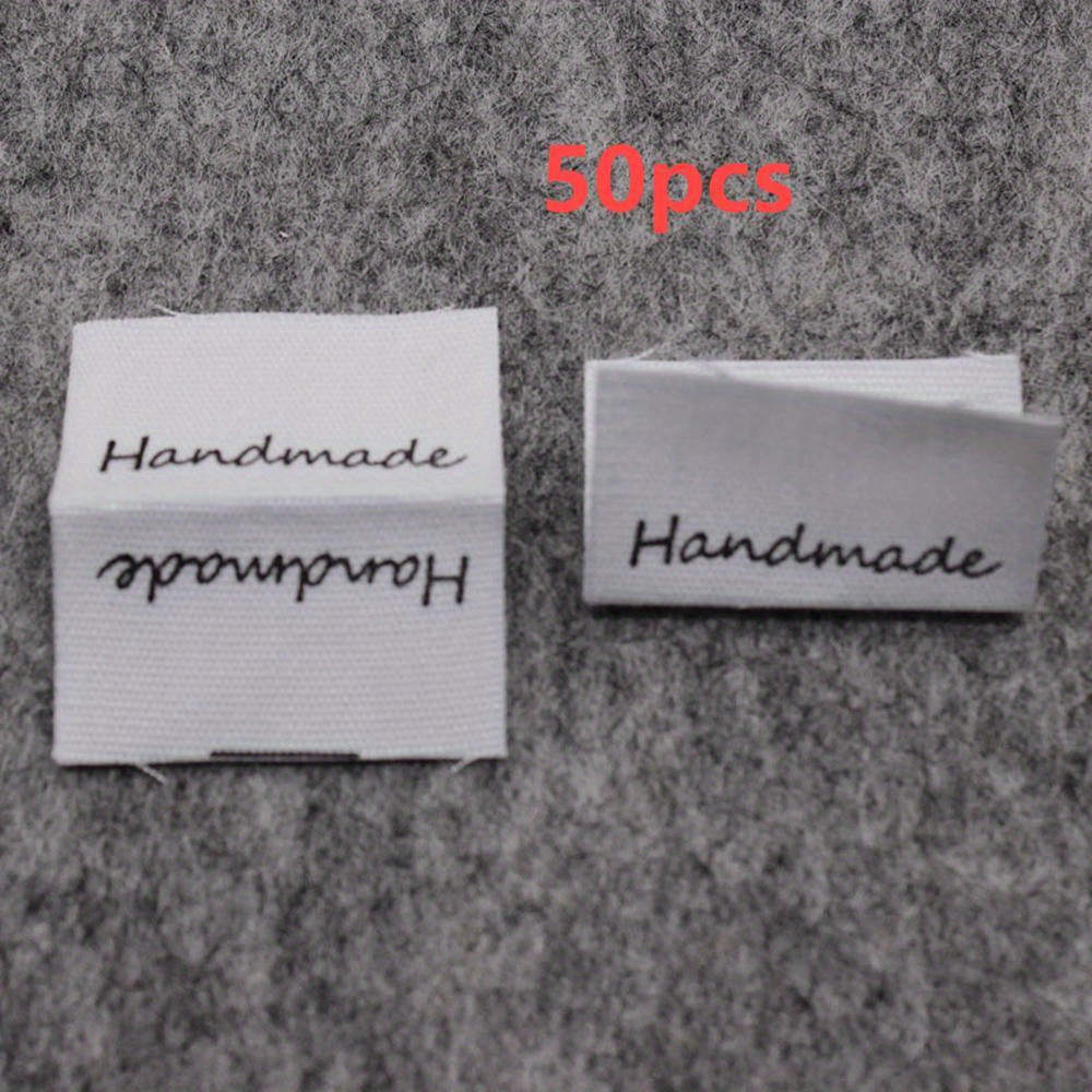 Image of 50pcs Of Handmade Fabric Labels For Clothing, Additions, Shoes, Hats, And Bags