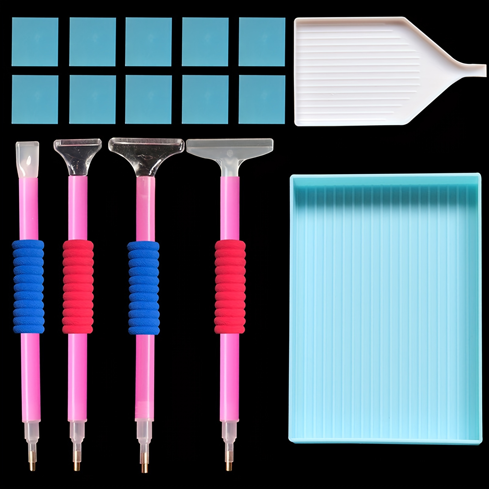 Image of 16pcs Deluxe Diamond Painting Tools Kit - Diy Craft Essentials For Adults - Complete Set With Diamond Pen, Pen Holder, Glue, Plastic Tray, And More For 5d Diamond Painting And Art