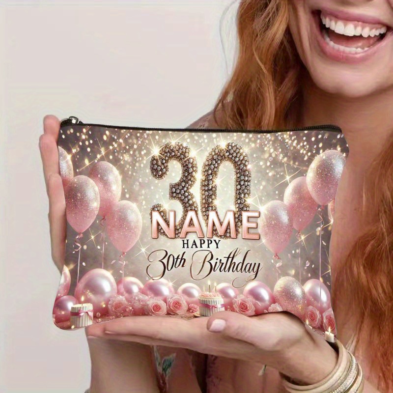 TEMU Custom-1pc Personalized Name Makeup Bag, Simple And Stylish Pattern Gift, Exquisite Makeup Pouch Zipper Bag, Cosmetic Bag Toiletry Bag,