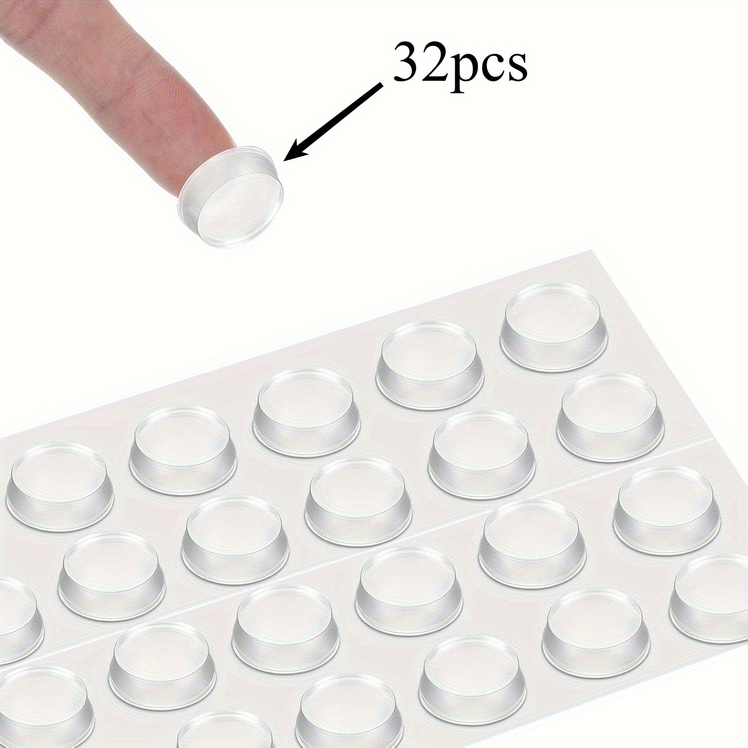 32pcs Transparent Self-adhesive Glass Desktop Non-slip Pads - 12mm X 3.5mm Round Rubber Feet, Suitable For Drawers, Cabinets, Countertops - Anti-slip Fixing, Noise Reduction, Durable Adhesive Pads