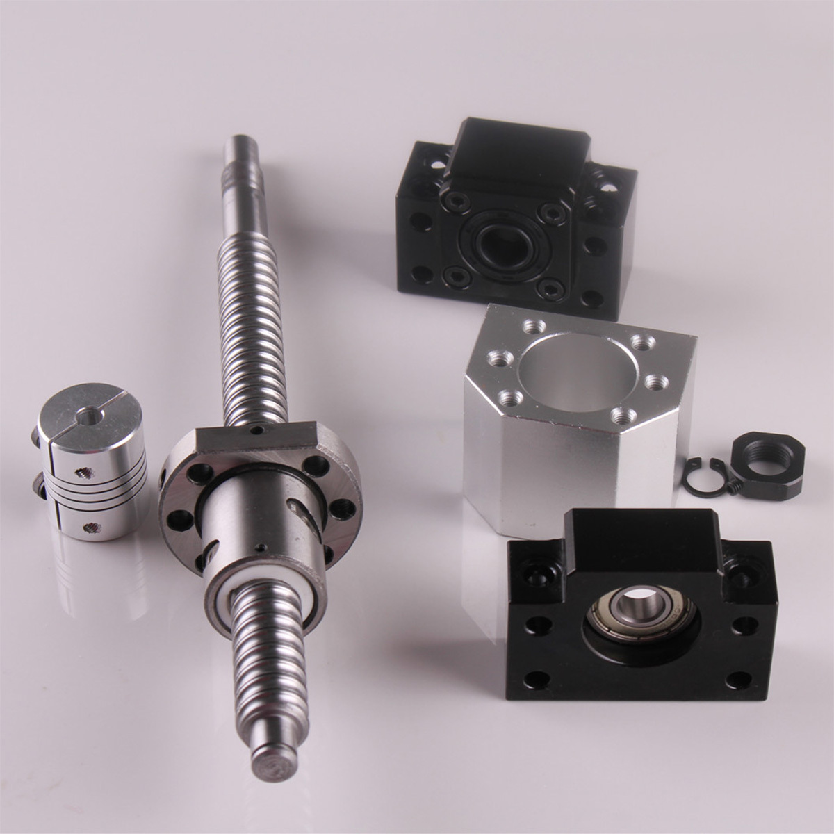 Image of 1 Set Sfu1605-650mm 16mm Diameter Anti-backlash Ballscrew Kit, Ball Screw With Nut Housing+ Bk/ End Supports+ Coupler, For Diy Cnc Router Milling Machine