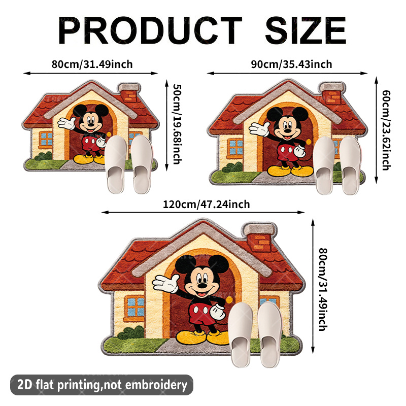 TEMU 2d Flat, 356-j, Mickey House-shaped Cartoon Anti-slip Floor Mat, Welcome Mat, Suitable For Living Room, Bedroom, Kitchen, Closet Carpet,