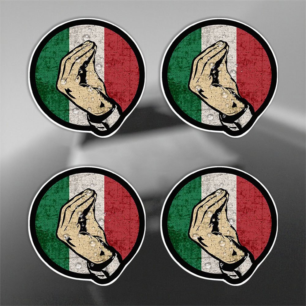 4pcs Italian Gesture Car Decals, Bumper Stickers, Waterproof, Uv Resistant, Matte Effect, Vinyl Stickers, For Computers, Helmets, Motorcycles, Toolboxes, Refrigerators, Car