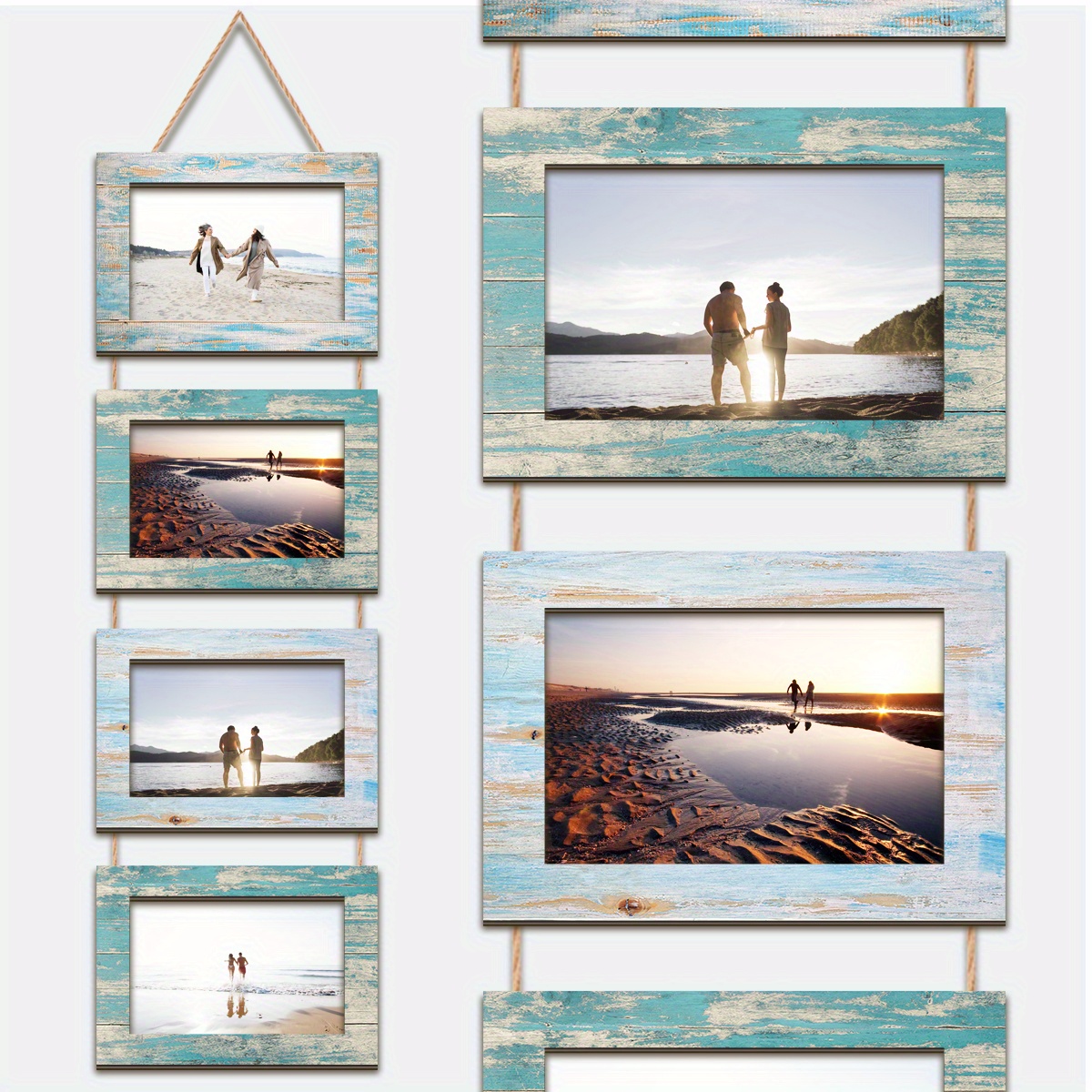 TEMU 1 Ensemble de cadres photo suspendus carrés main de style rétro, parfaits pour la décoration murale, faciles à installer, excellent cadeau pour