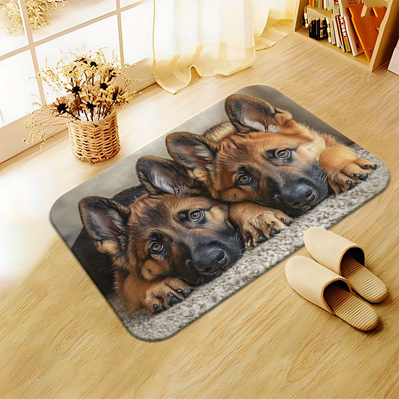 1pc German Shepherd Dog Pattern HD Printed Door Mat Non-Slip, Absorbent  Microfiber Mat for Bedroom, Living Room, Entrance, Camping, and Yoga