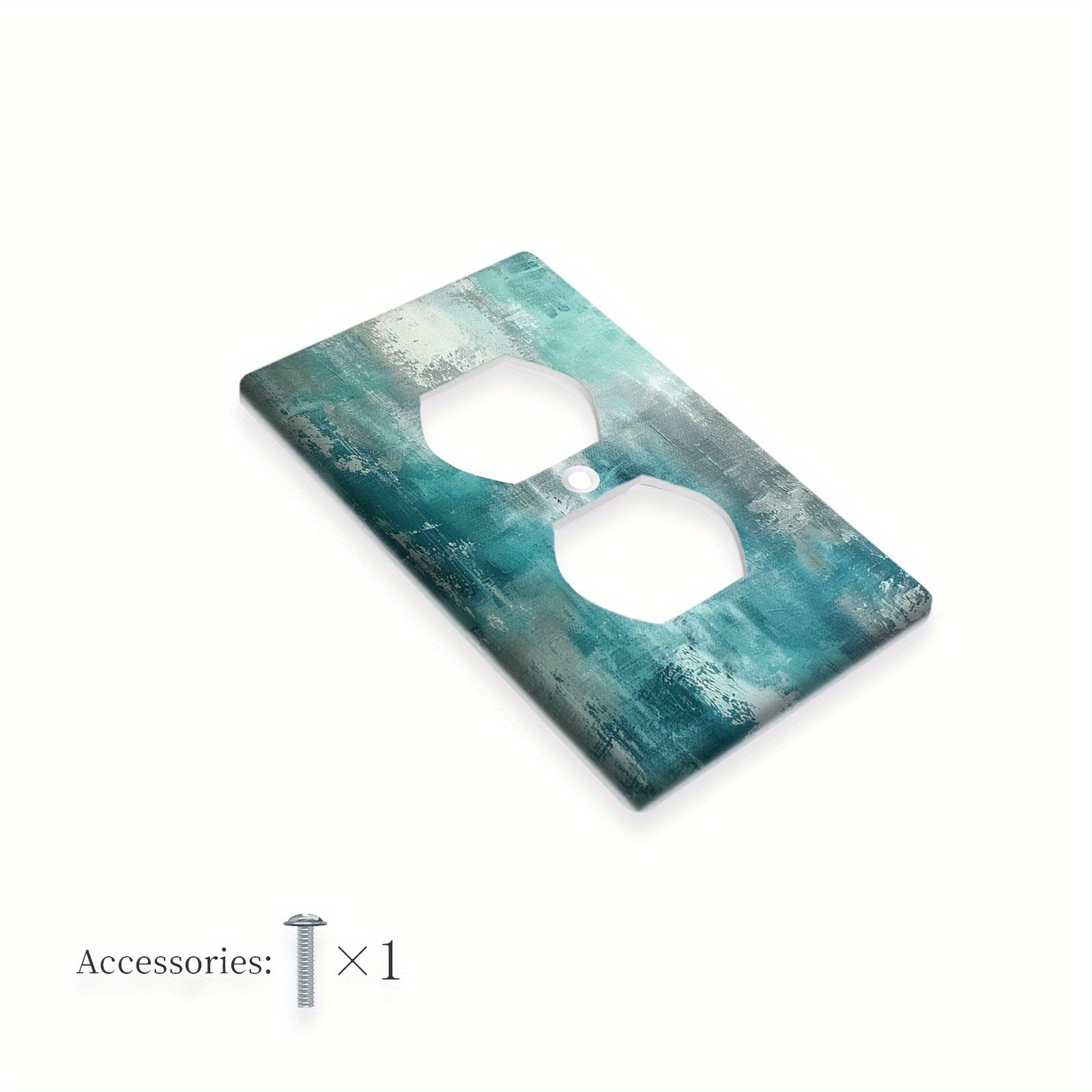 TEMU 1pc 1gang/2gang Turquoise Grey Modern Abstract Art Polycarbonate Thermoplastic Light Switch Cover Decorative Wallplate Electrical For Indoor
