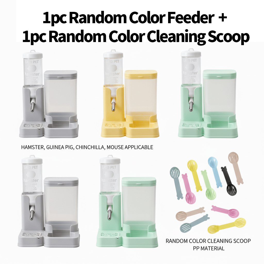 TEMU 2pcs Random 1pc Small Pet Feeder Water Bowl And 1pc Cleaning Shovel Anti-spill Stable Feeding Supplies For Small Pets