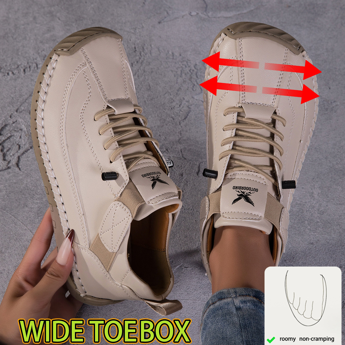Women' Wide Toe Walking Ankle Boots Suitable For Outdoor, Wide Width Round Toe With Spacious & Sole, Hand-sewn Faux Leather Upper, Flexible Cushioned Base For Commuting,, Casual Footwear