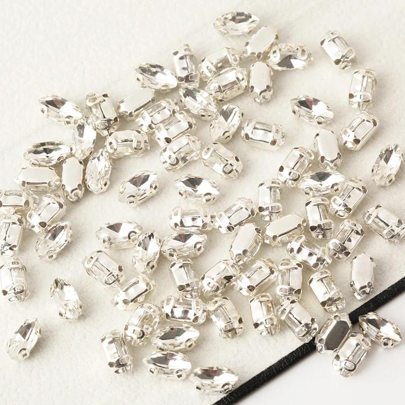 TEMU 50 Stück Premium Pferde Augen Kristall Steine in Goldener/Silberner Basis, Hochwertige Krallen Strass Applikationen für Abendkleid und