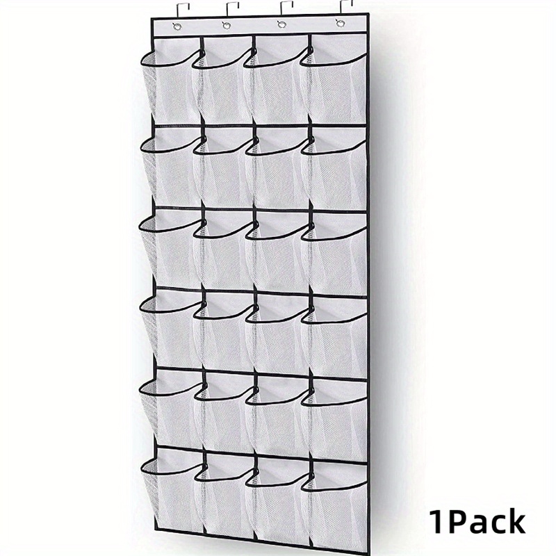 TEMU Over The Door Shoe Organizer With 24 Large Breathable Mesh Pockets - Foldable Space-saving Hanging Storage Rack, Durable Fabric Closet Hanger For Shoes, Accessories, Closet & Door Organization