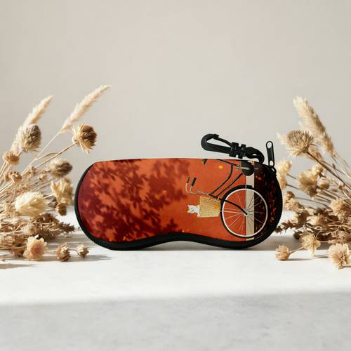 item picture vintage with cat in wicker basket glasses case whimsical and tree protective pouch for eyewear portable holder with perfect gift for fall season