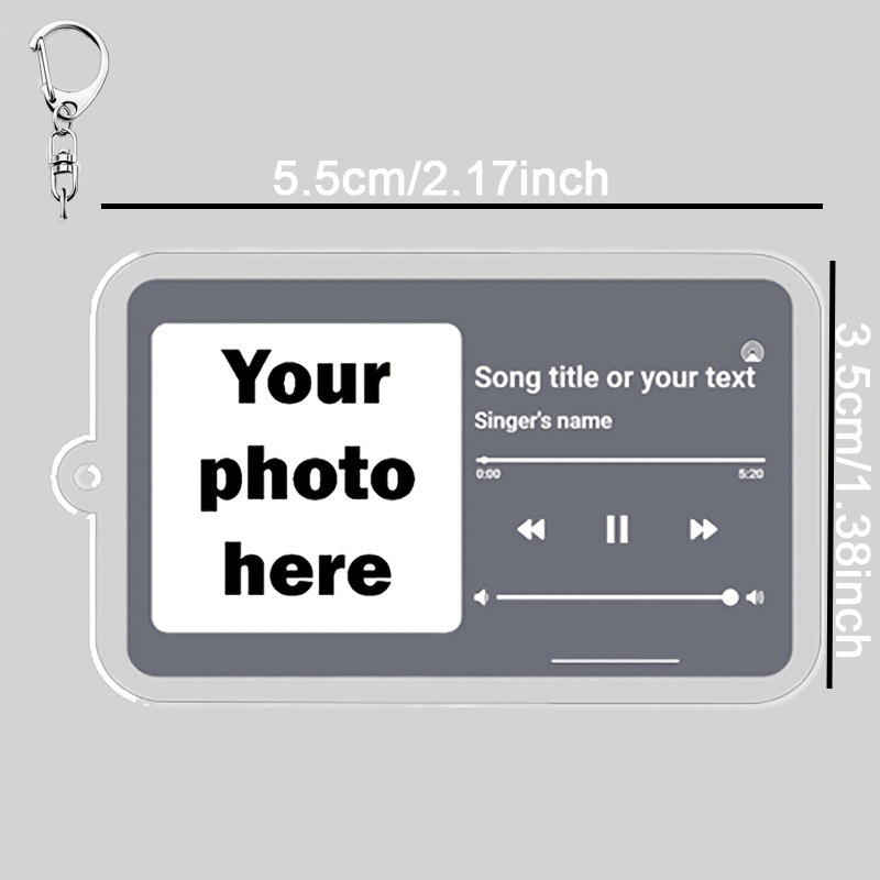 TEMU Custom Music Song Player Acrylic Keychain, Personalized Album Cover Photo Key Ring, Customizable Music Song Name & Text Key Chain, Custom Music