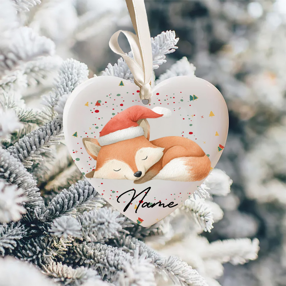 TEMU Personalized Christmas Tree Decorations Custom Name With Cute Animal/ Dinosaur/ Unicorn Print Heart-shaped Holiday Decor Christmas Party