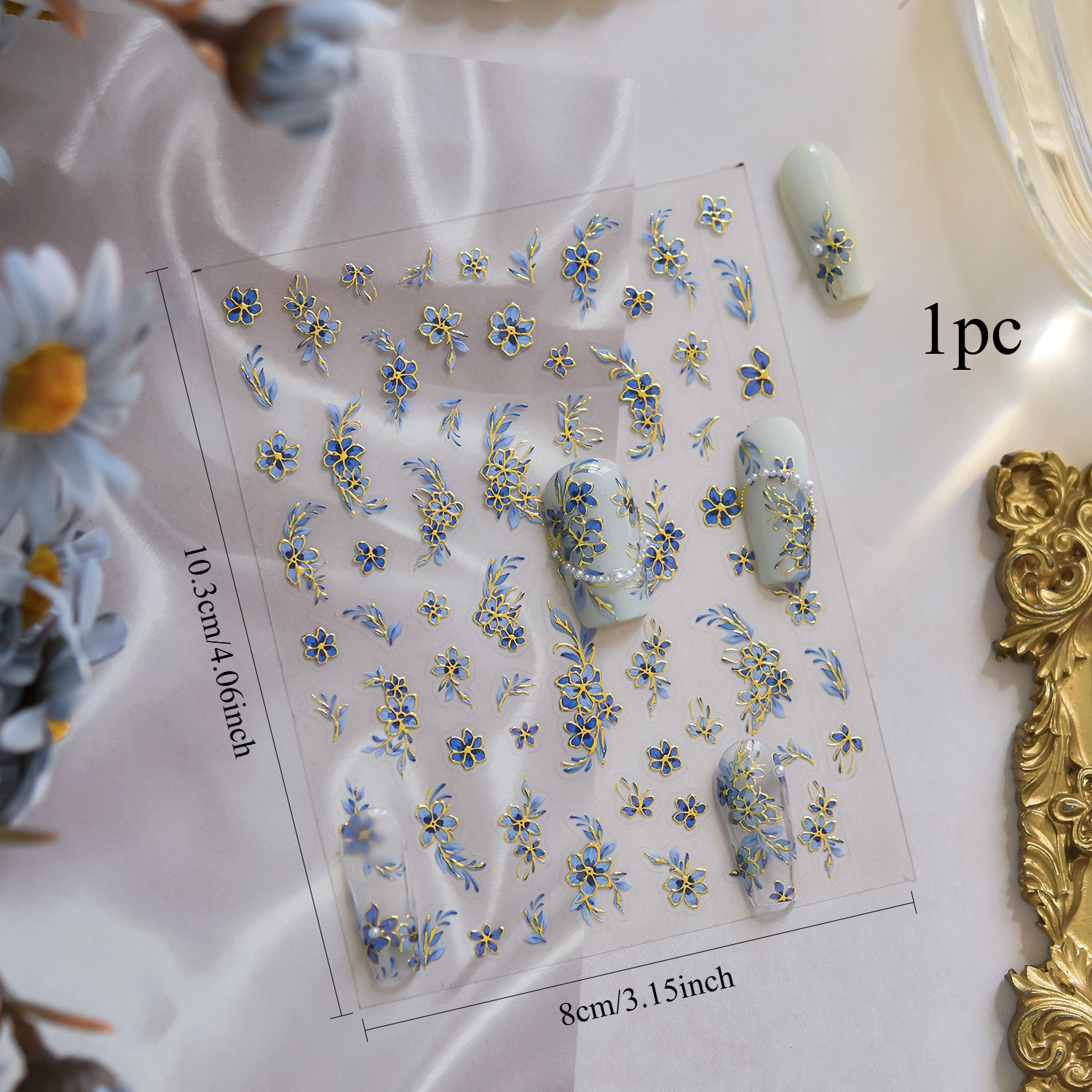 1pc Chinese Porcelain Nail Stickers Suitable For - 3 Traditional & Iconic Patterns, Temporary Nail, Parties, Weddings, Chinese-themed Events