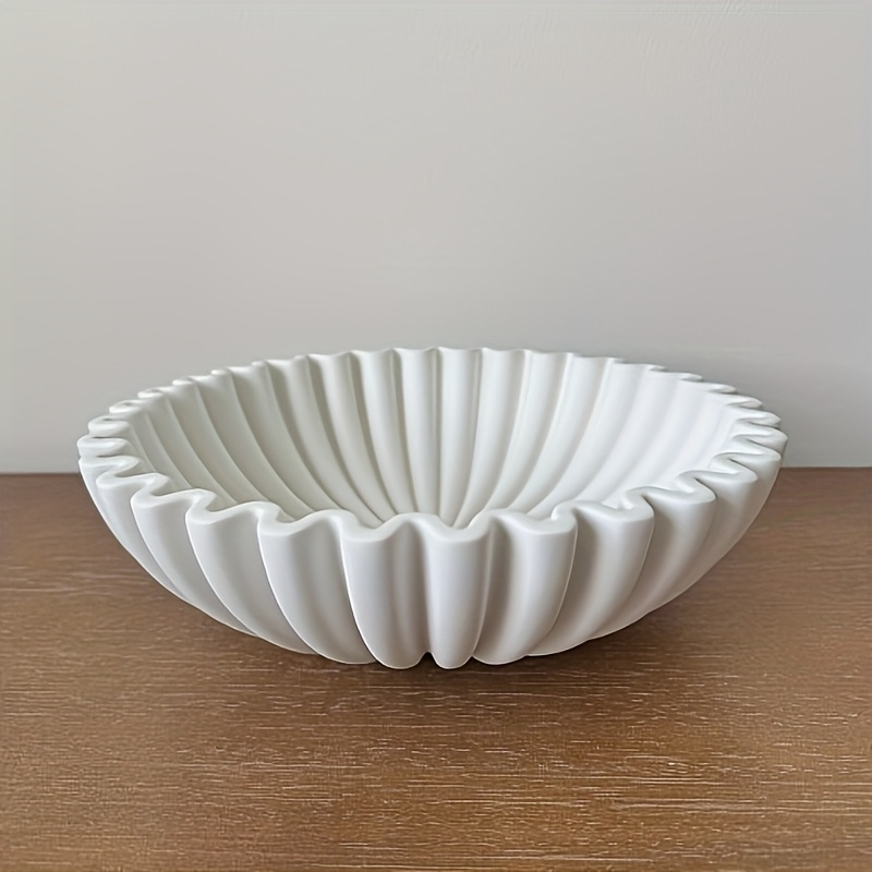 Image of Decorative Bowl, Fan-shaped Bowl, Classic Pleated Design, Living Room, Kitchen, Bedroom, Housewarming Gift Or Festival Item, Gift, Retro Modern Home Decoration, Non-food Contact