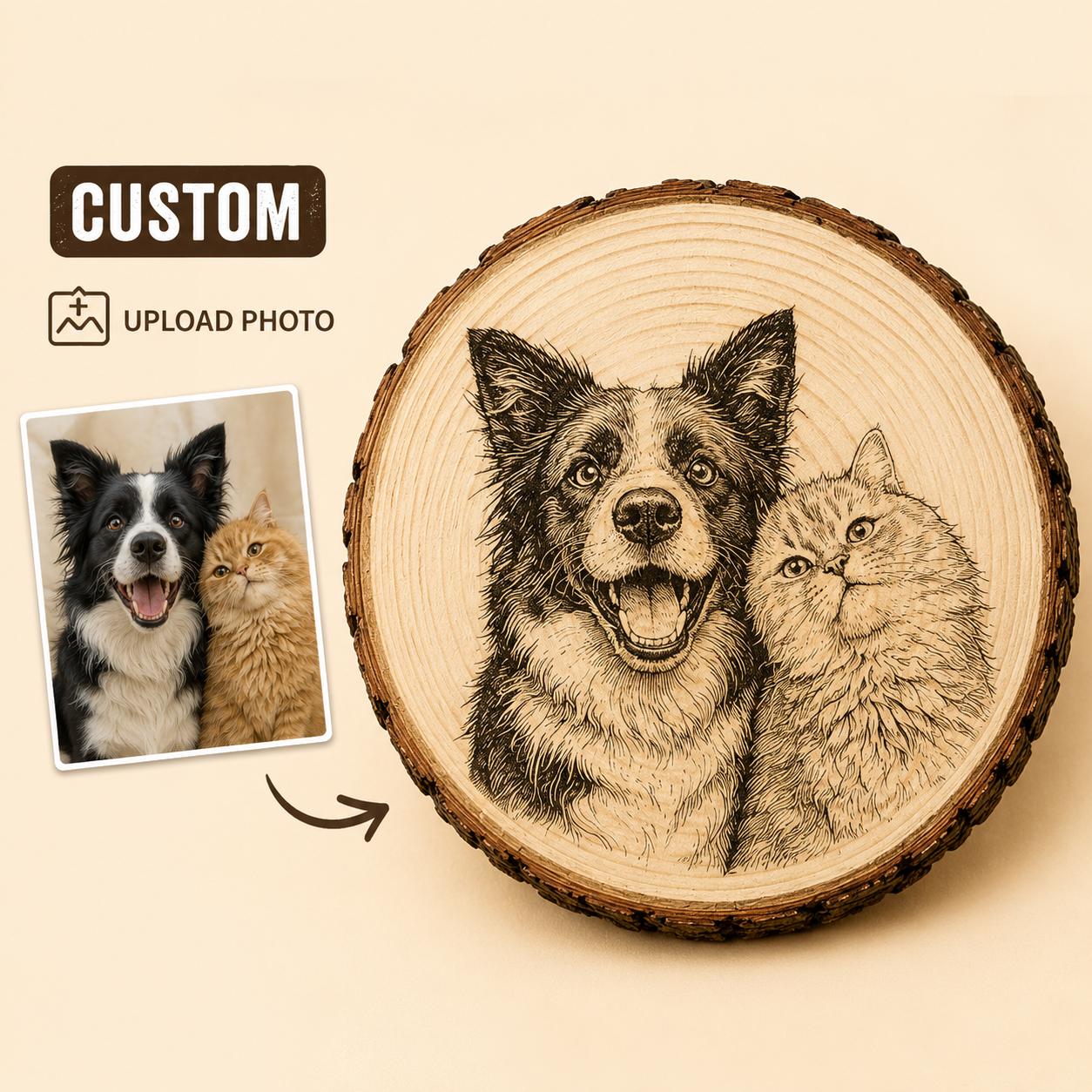TEMU Gepersonaliseerde Houten Magnetische Koelkastmagneet, Huisdierfoto naar Zwart-Wit Lijnkunst, UV Geprinte Gepersonaliseerde Houten Magneet,