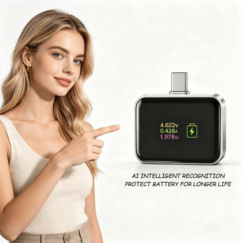 TEMU Adaptateur de charge 140W avec affichage numérique, chargeur Type-C intelligent à arrêt automatique, surveillance de en et protection contre la