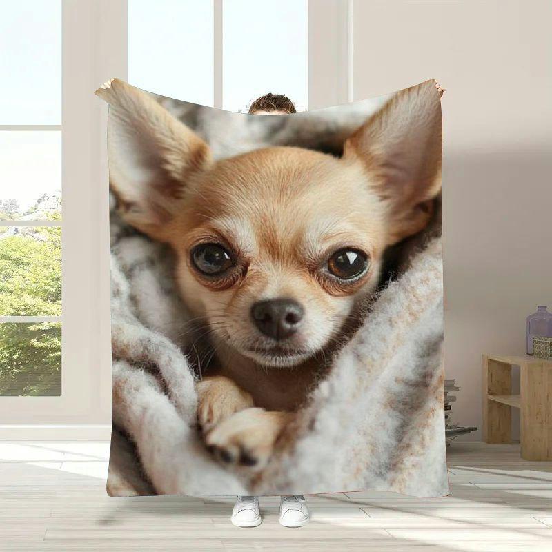TEMU Ynlloofa Cozy Chihuahua Dog Flannel Blanket - Soft, Warm Throw For , Camping & Amp; Travel | Perfect Gift For Pet Lovers Dog Blanket