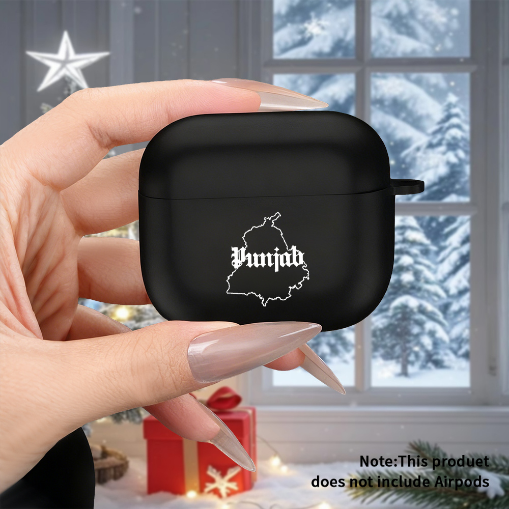 TEMU Fashionable Matte Earphone Protective Case (earphones Not Included) - Map English Logo Print, Style Pattern, Printed Design, Factory Wholesale