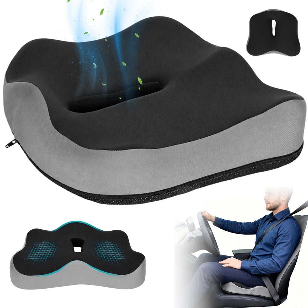 Image of Wedge-shaped Seat Pad Ergonomic 15° Memory Foam Cushion Body Pressure For Daily Sitting