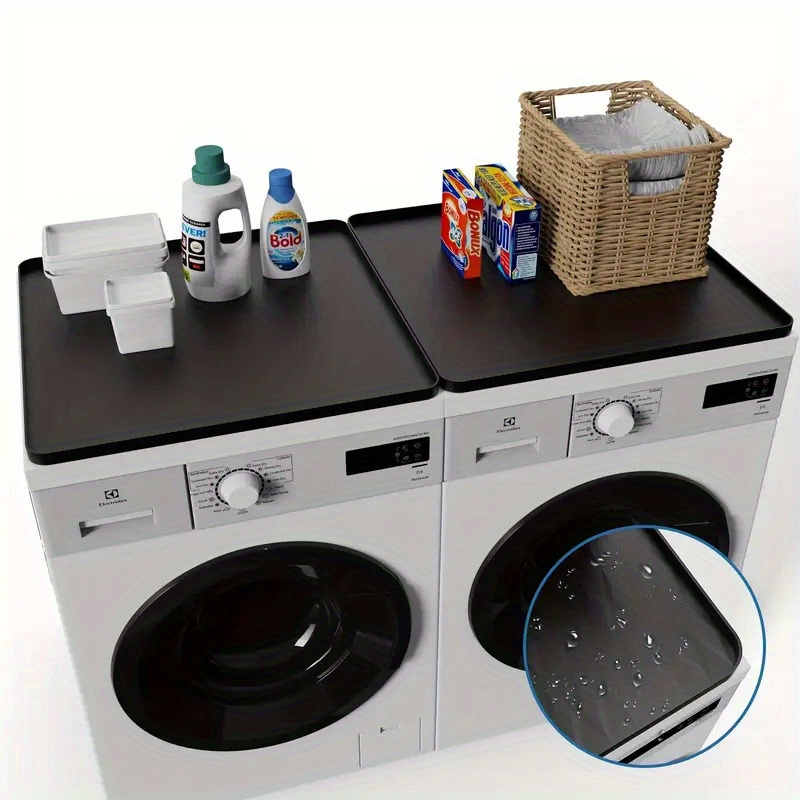 Image of 2pcs Silicone Storage Mat Set, Non-slip And Waterproof - 23.6" .6" Washing Machine And Dryer Mats, Laundry Supplies Storage, Washer Accessories, Gray/black