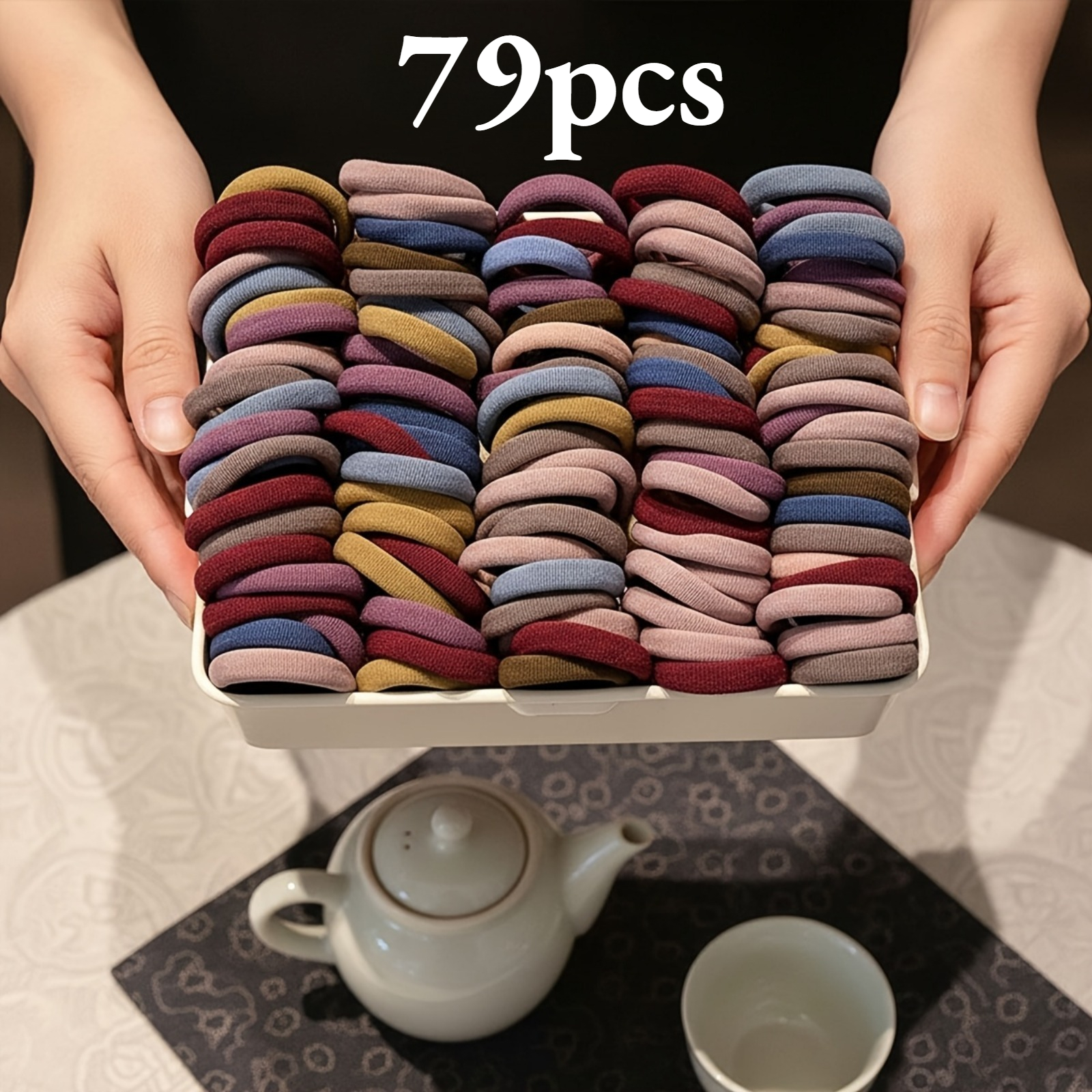 TEMU 79pcs/pc, Women's Hair Accessory Set, Vintage Bohemian Headband - High-elastic Seamless Hair Ties, Durable Stretch Ponytail Hair Bands, ' Mixed