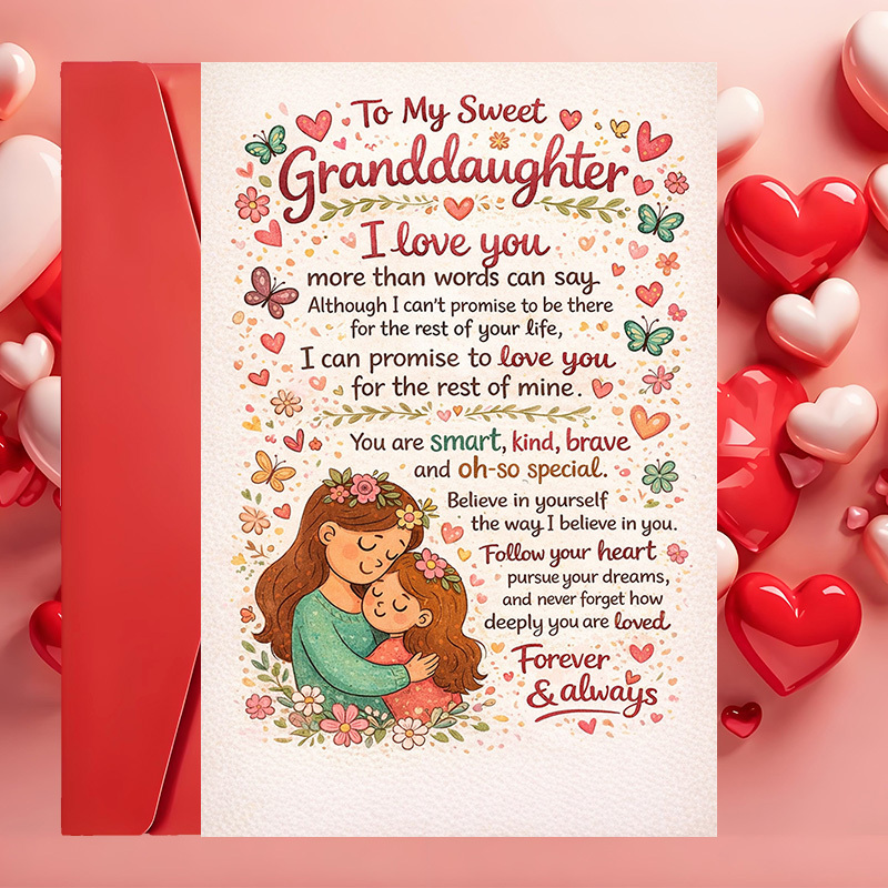 TEMU 1 Greeting Card + 1 Envelopeheartfelt Granddaughter Love Greeting Card Perfect For Grandparents To Encouragement And Support On Birthdays