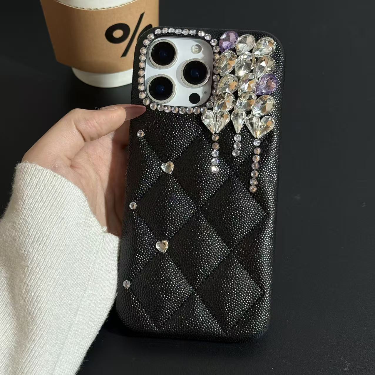 TEMU Phone Case: Light Luxury And White Rhombus Rhinestone Phone Case, Suitable For 17/17 Air/17 Pro/17 Pro Max/16/16 Plus/16 Pro/16 Pro Max/ Plus/15